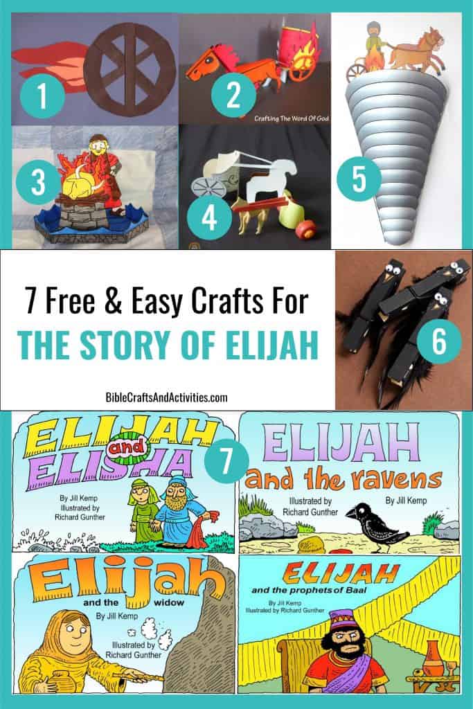 pinterest image showing a collage of crafts for the story of elijah