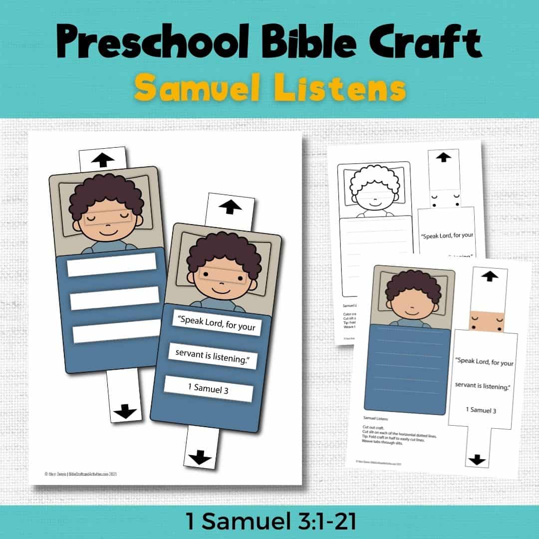 example of paper craft printable samuel listens with verse speak lord, for your servant is listening 1 Samuel 3