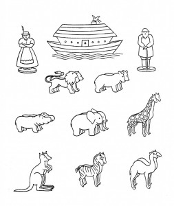 Noah and Animals Template to Print and Color