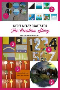 collage image of kids crafts for the creation story