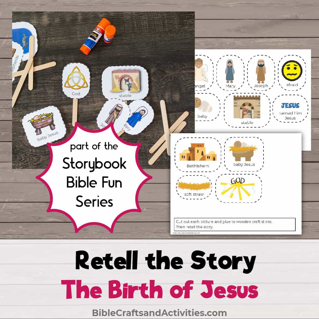 retell the nativity story with craft stick images