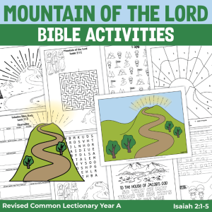 activity pages for bible lesson about the mountain of the lord in Isaiah 2:1-5