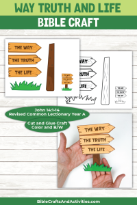 Signpost craft (cut and glue) for The Way Truth and Life from John 14:1-14