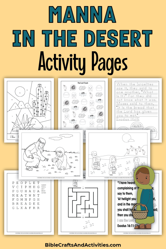 activity pages for manna in the desert - coloring pages, puzzles, and copywork