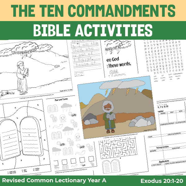 activity pages for bible lesson about moses and the ten commandments