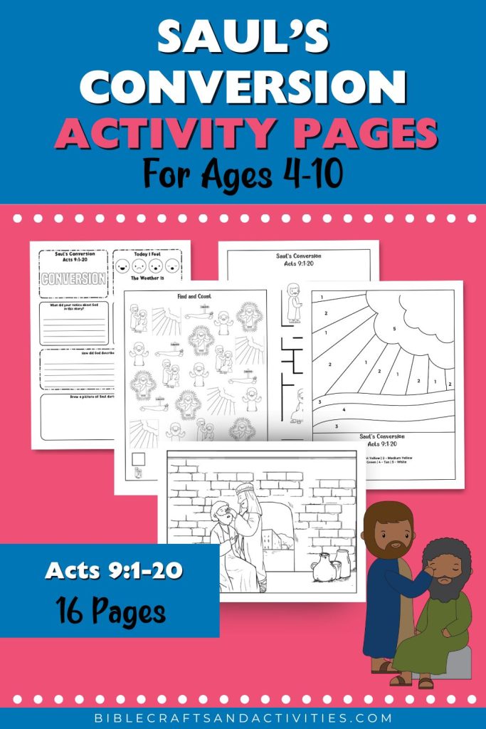Saul's Conversion Activity Pages (for ages 4-10) found in Acts 9:1-20