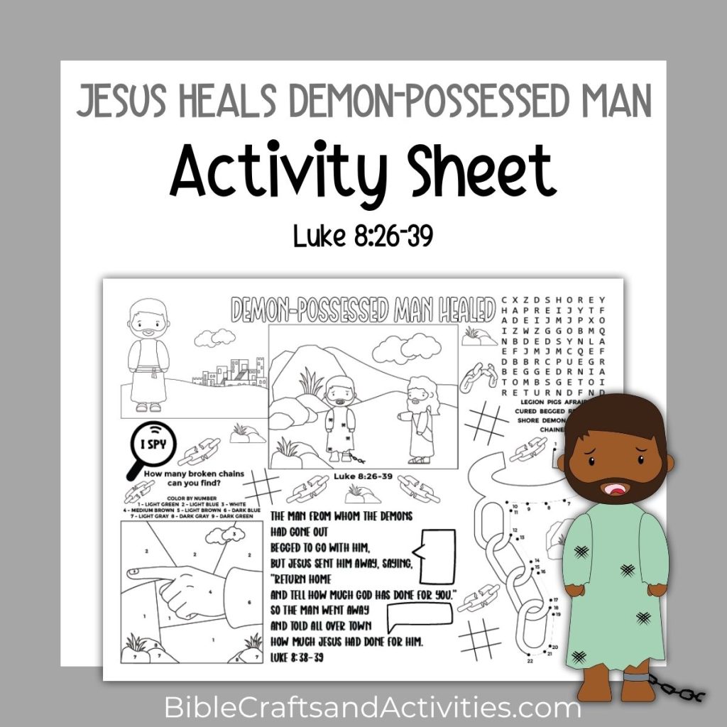 Jesus Heals Demon-Possessed Man Activity Sheet